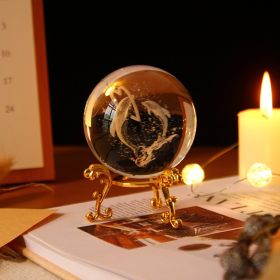 1pc Crystal Ball Art Decoration; Decoration Craft; Crystal Ball Valentine's Day Gifts Birthday Gifts - Dolphin - Gold