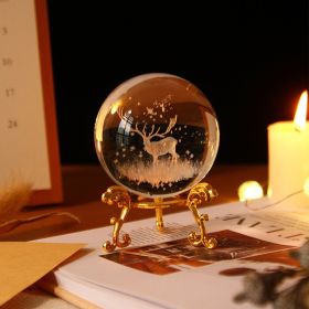 1pc Crystal Ball Art Decoration; Decoration Craft; Crystal Ball Valentine's Day Gifts Birthday Gifts - Deer - Gold
