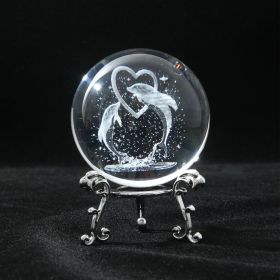 1pc Crystal Ball Art Decoration; Decoration Craft; Crystal Ball Valentine's Day Gifts Birthday Gifts - Dolphin - Silver