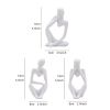 3pcs Abstract Villain Decorative Ornaments; Handmade Resin Handicrafts; Thinker Resin Statue Set - White