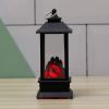 1pc Christmas Lantern Decoration; Vintage Style Hanging Electric Candle Oil Lamp; Christmas Ornaments For Tables & Desks; Holiday Home Decor - Black,