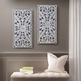 Distressed Carved Wood 2-piece Wall Decor Set - as Pic