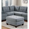 Linen-Like Fabric Upholstered Cocktail Ottoman in Grey