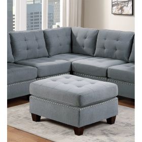 Linen-Like Fabric Upholstered Cocktail Ottoman in Grey
