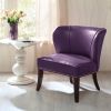 Purple Madison Park Hilton Armless Accent Chair, Faux Leather, Silver Decorative Nails, Wingback Design