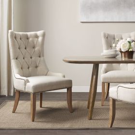 Creme Madison Park Lucas Button Tufted Captain Accent Chair, Elegant Farmhouse Style Dining Chair