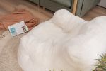 010-Soft Teddy Fabric Tufted Foam Bean Bag Chair With Teddy Fabric Ivory White - as Pic