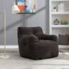 010-Soft Teddy Fabric Tufted Foam Bean Bag Chair With Teddy Fabric Dark Gray - as Pic