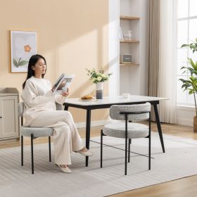 Burbank Modern Round Boucle Dining Chairs, Set of 2, Black White - as Pic