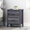 Yeah Depot Blackwashed Wood Night Stand Bedside Table - 2 Drawers, Toolless Assembly