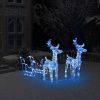 Reindeers & Sleigh Christmas Decoration 160 LEDs 51.2" Acrylic - Blue