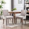 Furniture,Ultra Side Dining Chair, Thickened fabric chairs with neutrally toned solid wood legs, Bronze nail head, Set of 2, Beige - as picture