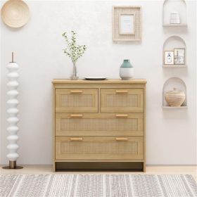 4 Drawers Rattan Cabinet,for Bedroom,Living Room,Dining Room,Hallways,Easy Assembly - as picture
