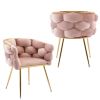 Luxury modern simple leisure velvet single sofa chair bedroom lazy person household dresser stool manicure table back chair pink set of 2 - as Pic