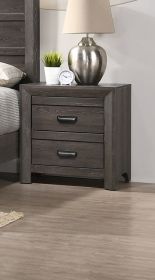 Rustic Brown Gray Contemporary Nightstand Bedside Table with Two Storage Drawers Bedroom Furniture