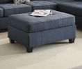 Cocktail Ottoman Dorris Fabric Dark Blue Color W Tufted Seats Ottomans