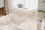 010-Soft Teddy Fabric Tufted Foam Bean Bag Chair With Teddy Fabric Ivory White - as Pic