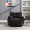 010-Soft Teddy Fabric Tufted Foam Bean Bag Chair With Teddy Fabric Dark Gray - as Pic