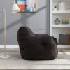 010-Soft Teddy Fabric Tufted Foam Bean Bag Chair With Teddy Fabric Dark Gray - as Pic