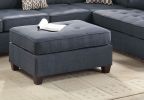 Cocktail Ottoman Dorris Fabric Dark Blue Color W Tufted Seats Ottomans