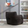 010-Soft Teddy Fabric Tufted Foam Bean Bag Chair With Teddy Fabric Dark Gray - as Pic