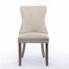 Furniture,Upholstered Wing-Back Dining Chair with Backstitching Nailhead Trim and Solid Wood Legs,Set of 2, Beige,SW8809BG,KD - as picture
