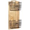 Wall-mounted Magazine Rack 13"x3.9"x26.4" Solid Rough Mango Wood