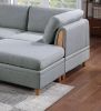 Living Room Furniture Corner Wedge Light Grey Dorris Fabric 1pc Cushion Wedge Sofa Wooden Legs - as Pic