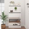 Narrow Shoe Storage Cabinet with Mirror, Wood Slim Shoe Rack 3 Tier Shoe Organizer for Home and Apartment, White - as picture