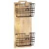 Wall-mounted Magazine Rack 13"x3.9"x26.4" Solid Rough Mango Wood