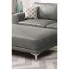 Faux Leather Upholstered Cocktail Ottoman in Antique Grey Finish