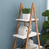 Solid bamboo wood oxford 'A'frame ladder display bookshelf - as picture
