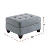 Linen-Like Fabric Upholstered Cocktail Ottoman in Grey