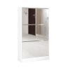 Narrow Shoe Storage Cabinet with Mirror, Wood Slim Shoe Rack 3 Tier Shoe Organizer for Home and Apartment, White - as picture