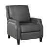Push Back Reclining Chair Transitional Style Grey Color Self-Reclining Motion Chair 1pc Cushion Seat Modern Living Room Furniture - as Pic