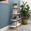 Solid bamboo wood oxford 'A'frame ladder display bookshelf - as picture