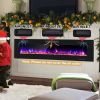 68 Inch Ultra-Thin Electric Fireplace Recessed Wall Mounted with Crystal Log Decoration