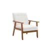 Leisure Chair with Solid Wood Armrest and Feet, Mid-Century Modern Accent chair, for Living Room Bedroom Studio chair - as Pic