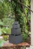 19.7x19.7x41.7" Gray Cement 4 Tier Block Water Fountain Outdoor