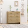 4 Drawers Rattan Cabinet,for Bedroom,Living Room,Dining Room,Hallways,Easy Assembly - as picture
