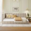 Cozy Chic Full Size Beige Velvet Corner Daybed Sofa Bed