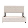 Beige Queen Button-Tufted Upholstered Platform Bed with 4 Storage Drawers