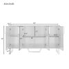Modern sideboard with Four Doors, Metal handles & Legs and Adjustable Shelves Kitchen Cabinet (Black) - as picture