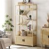 Rattan bookshelf 7 tiers Bookcases Storage Rack with cabinet for Living Room Home Office, Natural, 39.4'' W x 13.8'' D x 75.6'' H. - as picture