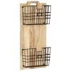 Wall-mounted Magazine Rack 13"x3.9"x26.4" Solid Rough Mango Wood