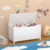 Kids Wooden Toy Box Storage with Safety Hinged Lid for Ages 3+ (White) - as picture