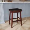 30" Bar Stool, Espresso Finish, Black Leather Seat