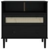 Sideboard SENJA Rattan Look Black 31.5"x15.7"x31.5" Solid Wood Pine