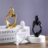 3pcs Abstract Villain Decorative Ornaments; Handmade Resin Handicrafts; Thinker Resin Statue Set - White