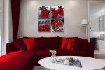 Canvas Wall Art Red Rose Painting Black and White Wall Art Flower Pictures Canvas Print for Living Room Bedroom Home Decorations 4 Pieces - 12x12inchx